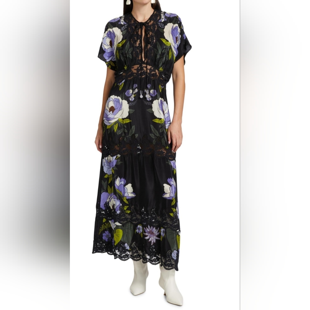 Farm Rio Lace Trimed Midi Dress